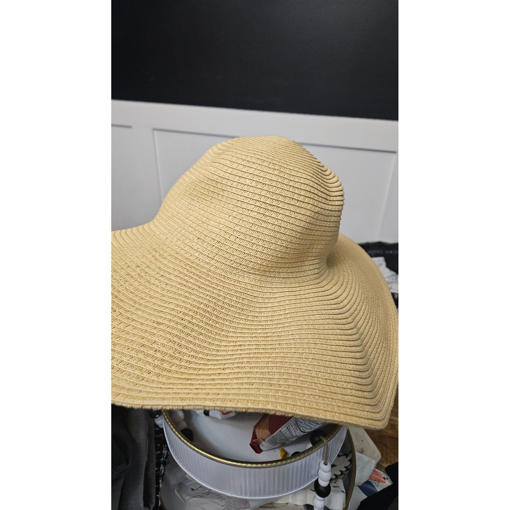 J.Crew Women Natural 100% Paper Straw Floppy Wide Brim Sun Hat One Size RN77388